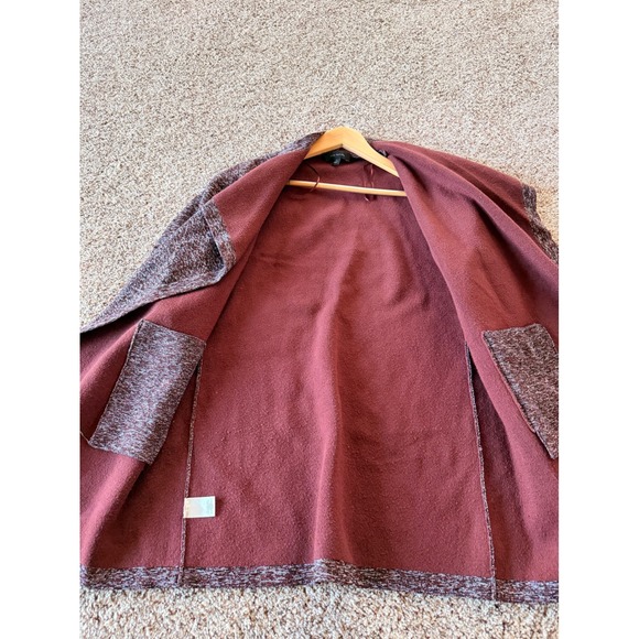 Ann Taylor‎ XS Marled Burgundy Open Front Cardigan Sweater Pockets - Picture 5 of 11
